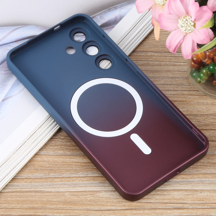 For Samsung Galaxy S25+ 5G Liquid TPU Silicone Gradient MagSafe Phone Case(Blue Purple)