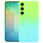 For Samsung Galaxy S25+ 5G Liquid TPU Silicone Gradient MagSafe Phone Case(Cyan Blue)