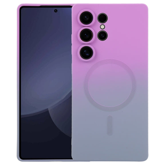 For Samsung Galaxy S25 Ultra 5G Liquid TPU Silicone Gradient MagSafe Phone Case(Purple Grey)
