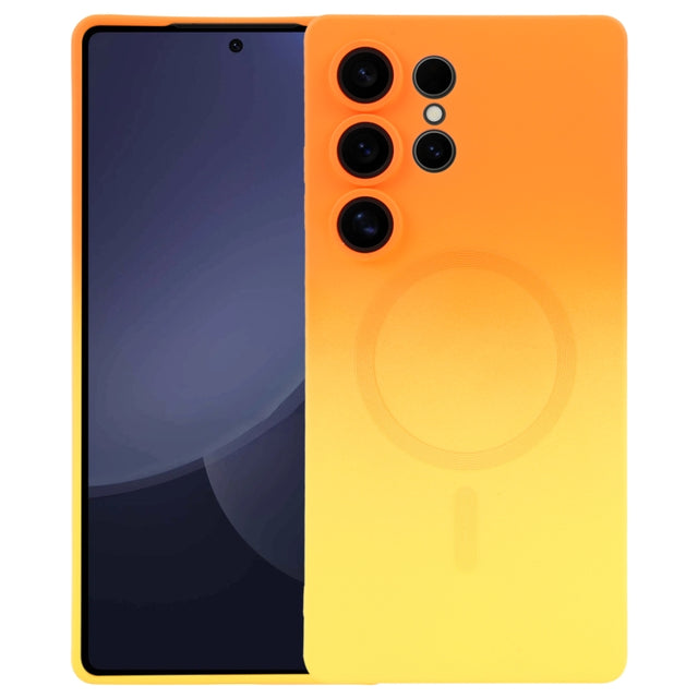 For Samsung Galaxy S25 Ultra 5G Liquid TPU Silicone Gradient MagSafe Phone Case(Orange Yellow)
