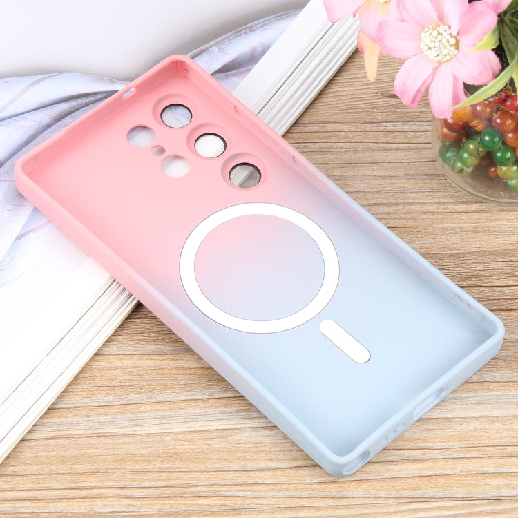 For Samsung Galaxy S25 Ultra 5G Liquid TPU Silicone Gradient MagSafe Phone Case(Pink Blue) - Galaxy S25 Ultra 5G Cases by PMC TechLife | Online Shopping South Africa | PMC TechLife | Buy Now Pay Later Mobicred