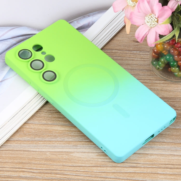 For Samsung Galaxy S25 Ultra 5G Liquid TPU Silicone Gradient MagSafe Phone Case(Cyan Blue) - Galaxy S25 Ultra 5G Cases by PMC TechLife | Online Shopping South Africa | PMC TechLife | Buy Now Pay Later Mobicred