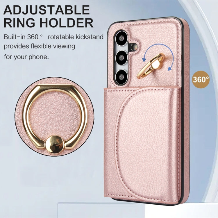 For Samsung Galaxy S25 5G Ring Holder Card Bag Skin Feel Phone Case(Rose Gold) - Galaxy S25 5G Cases by PMC Jewellery | Online Shopping South Africa | PMC Jewellery | Buy Now Pay Later Mobicred