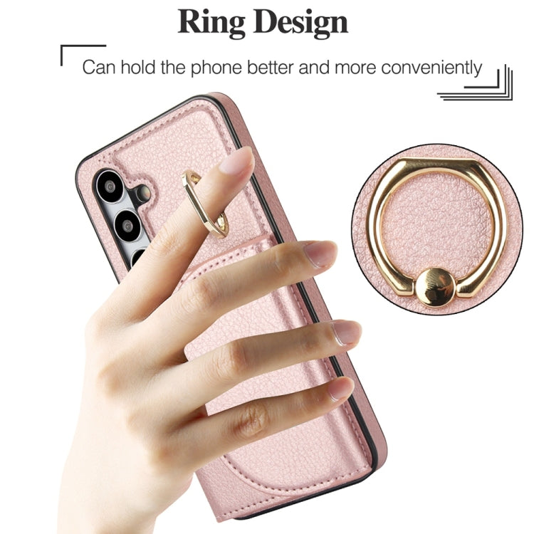For Samsung Galaxy S25+ 5G Ring Holder Card Bag Skin Feel Phone Case(Rose Gold) - Galaxy S25+ 5G Cases by PMC Jewellery | Online Shopping South Africa | PMC Jewellery | Buy Now Pay Later Mobicred