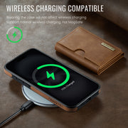 For iPhone 16 Pro Max DG.MING M6 Series RFID Tri-fold Card Bag Removable Leather Phone Case(Brown)