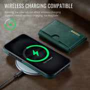 For iPhone 16 DG.MING M6 Series RFID Tri-fold Card Bag Removable Leather Phone Case(Green)