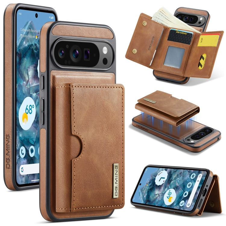 For Google Pixel 9 Pro XL DG.MING M6 Series RFID Tri-fold Card Bag Removable Leather Phone Case(Brown) - Google Cases by DG.MING | Online Shopping South Africa | PMC TechLife | Buy Now Pay Later Mobicred