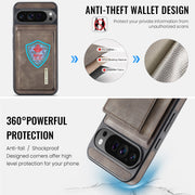 For Google Pixel 9 Pro XL DG.MING M6 Series RFID Tri-fold Card Bag Removable Leather Phone Case(Coffee)