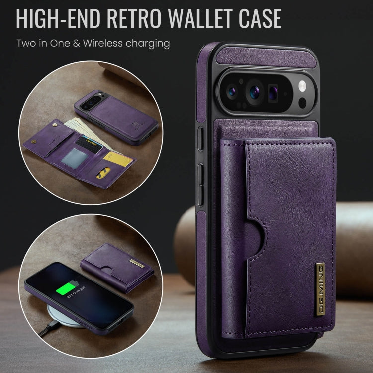 For Google Pixel 9 Pro XL DG.MING M6 Series RFID Tri-fold Card Bag Removable Leather Phone Case(Purple) - Google Cases by DG.MING | Online Shopping South Africa | PMC TechLife | Buy Now Pay Later Mobicred