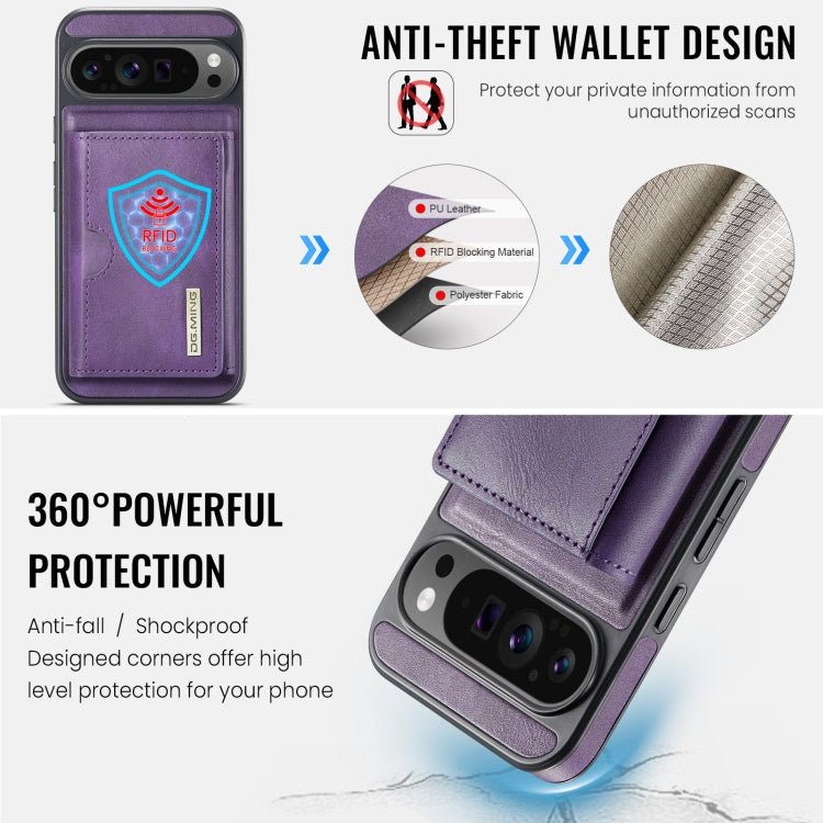 For Google Pixel 9 Pro XL DG.MING M6 Series RFID Tri-fold Card Bag Removable Leather Phone Case(Purple) - Google Cases by DG.MING | Online Shopping South Africa | PMC TechLife | Buy Now Pay Later Mobicred
