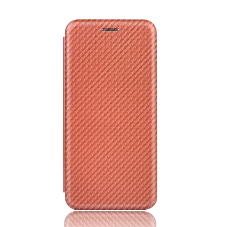 For Blackview A80 Carbon Fiber Texture Horizontal Flip TPU + PC + PU Leather Case with Card Slot(Brown)