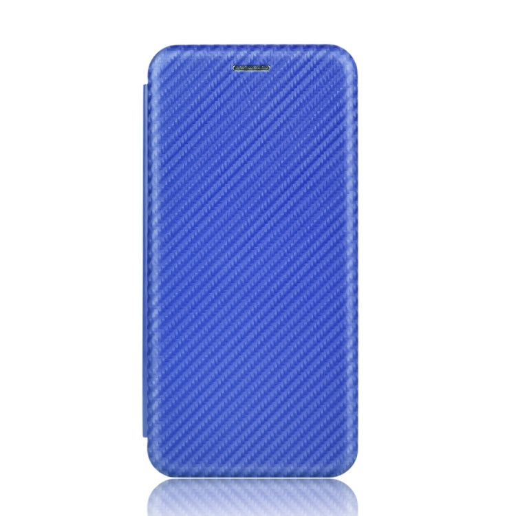 For Blackview A80 Carbon Fiber Texture Horizontal Flip TPU + PC + PU Leather Case with Card Slot(Blue)