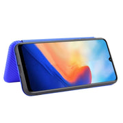 For Blackview A80 Carbon Fiber Texture Horizontal Flip TPU + PC + PU Leather Case with Card Slot(Blue)