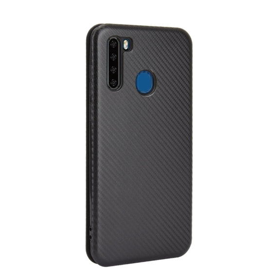 For Blackview A80 Pro Carbon Fiber Texture Horizontal Flip TPU + PC + PU Leather Case with Card Slot(Black)