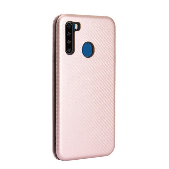 For Blackview A80 Pro Carbon Fiber Texture Horizontal Flip TPU + PC + PU Leather Case with Card Slot(Pink)