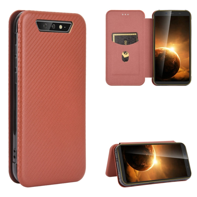 For Blackview BV5500 / BV5500 Pro / BV5500 Plus Carbon Fiber Texture Horizontal Flip TPU + PC + PU Leather Case with Card Slot(Brown) - More Brand by PMC TechLife | Online Shopping South Africa | PMC TechLife | Buy Now Pay Later Mobicred
