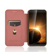 For Blackview BV5500 / BV5500 Pro / BV5500 Plus Carbon Fiber Texture Horizontal Flip TPU + PC + PU Leather Case with Card Slot(Brown)