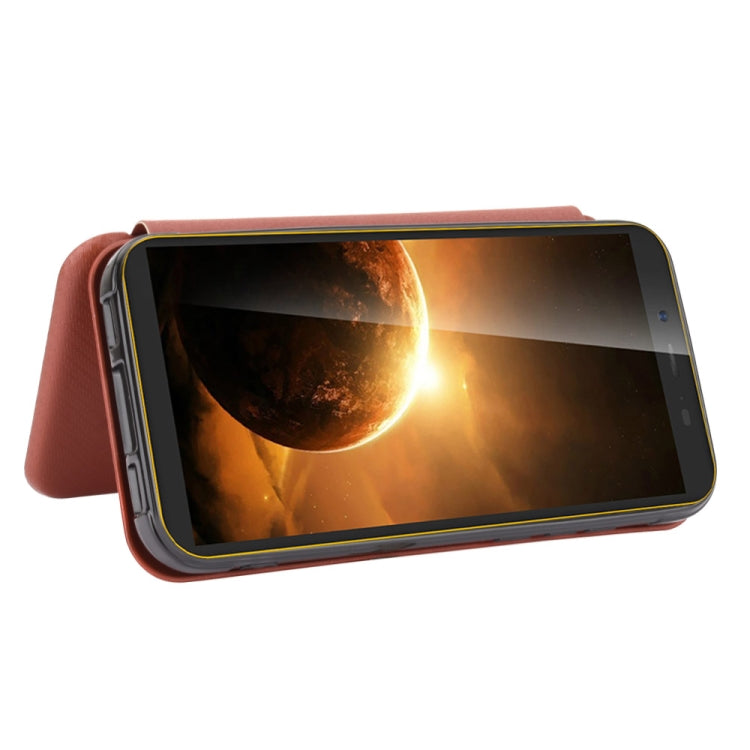 For Blackview BV5500 / BV5500 Pro / BV5500 Plus Carbon Fiber Texture Horizontal Flip TPU + PC + PU Leather Case with Card Slot(Brown) - More Brand by PMC TechLife | Online Shopping South Africa | PMC TechLife | Buy Now Pay Later Mobicred