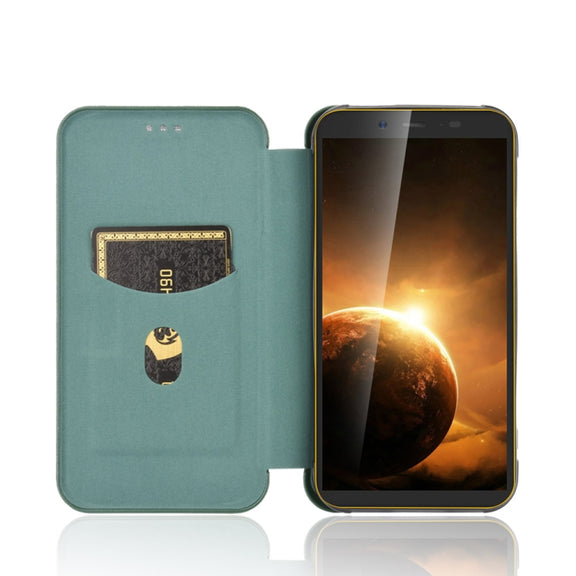 For Blackview BV5500 / BV5500 Pro / BV5500 Plus Carbon Fiber Texture Horizontal Flip TPU + PC + PU Leather Case with Card Slot(Green)