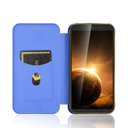 For Blackview BV5500 / BV5500 Pro / BV5500 Plus Carbon Fiber Texture Horizontal Flip TPU + PC + PU Leather Case with Card Slot(Blue)