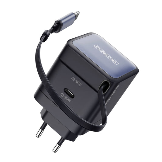 DUZZONA T10 PD 65W GaN Mini Type-C / USB-C Fast Charger with Cable, EU Plug(Black) - free shipping - PMC Jewellery - Order now!