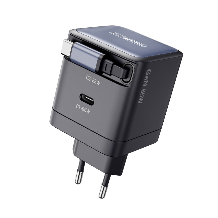 DUZZONA T10 PD 65W GaN Mini Type-C / USB-C Fast Charger with Cable, EU Plug(Black) - free shipping - PMC Jewellery - Order now!