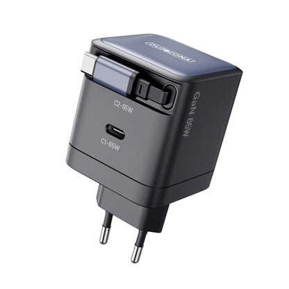 DUZZONA T10 PD 65W GaN Mini Type-C / USB-C Fast Charger with Cable, EU Plug(Black) - free shipping - PMC Jewellery - Order now!