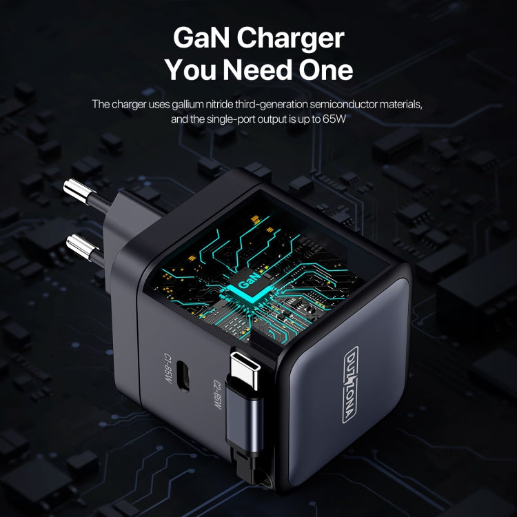 DUZZONA T10 PD 65W GaN Mini Type-C / USB-C Fast Charger with Cable, EU Plug(Black) - free shipping - PMC Jewellery - Order now!
