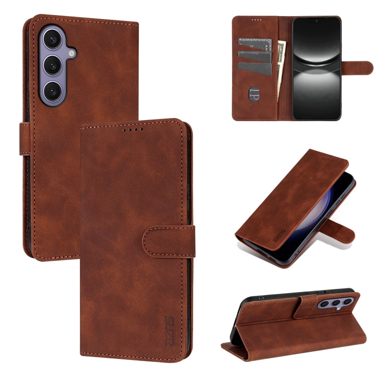For Samsung Galaxy S25+ 5G AZNS Skin Feel Calf Texture Flip Leather Phone Case(Brown) - free shipping - PMC Jewellery - Order now!