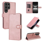For Samsung Galaxy S25 Ultra 5G AZNS Skin Feel Calf Texture Flip Leather Phone Case(Rose Gold)