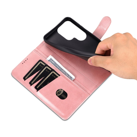 For Samsung Galaxy S25 Ultra 5G AZNS Skin Feel Calf Texture Flip Leather Phone Case(Rose Gold)