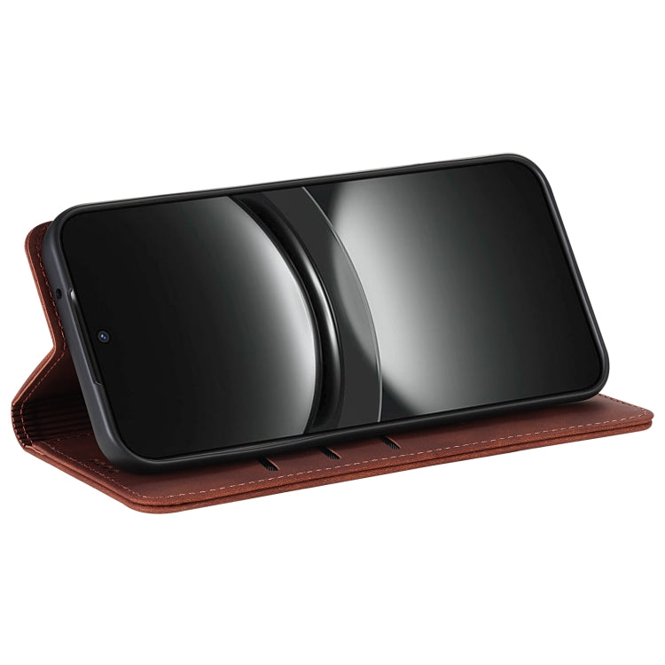 For Samsung Galaxy S25 Ultra 5G AZNS Skin Feel Calf Texture Flip Leather Phone Case(Brown)