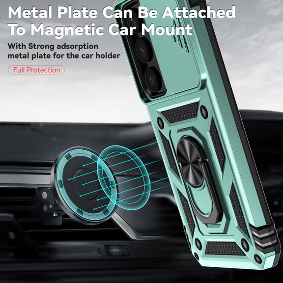 For Samsung Galaxy S25 5G Sliding Camshield Holder Phone Case(Green)