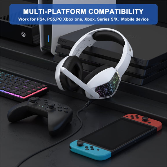 KOTION EACH G6000 On-Ear Gaming Headset with Mic, Length: About 2.1m(Black White)