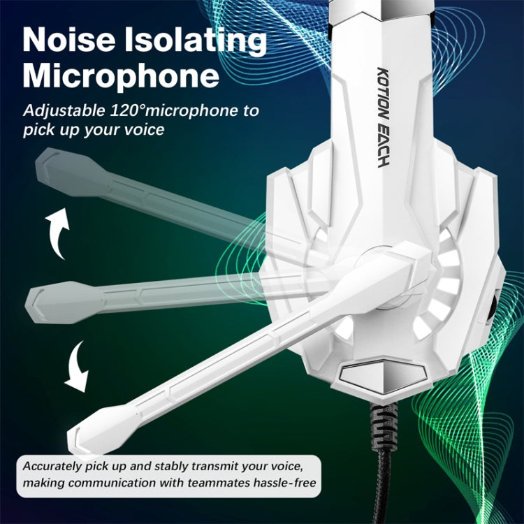 KOTION EACH G9000 Pro On-Ear Gaming Headset with Mic, Cable Length: About 2.1m(Black White) - Multimedia Headset by KOTION EACH | Online Shopping South Africa | PMC TechLife | Buy Now Pay Later Mobicred