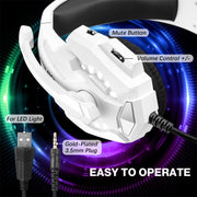 KOTION EACH G9000 Pro On-Ear Gaming Headset with Mic, Cable Length: About 2.1m(Black White)