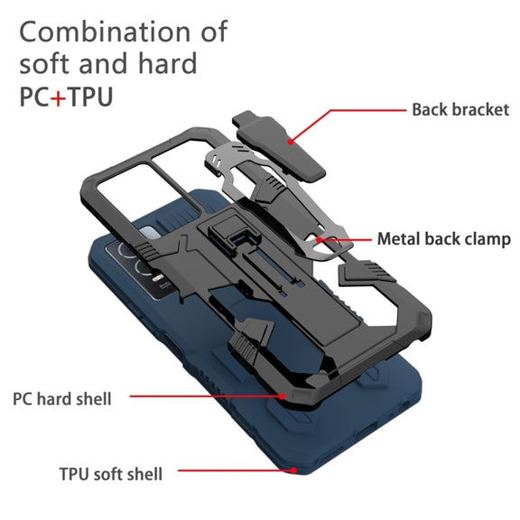 For Samsung Galaxy S25 Ultra 5G Armor Warrior Shockproof PC + TPU Phone Case(Blue)