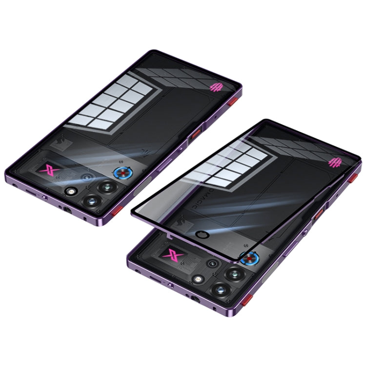 For ZTE nubia Red Magic 10 Pro / 10 Pro+ Snap Buckle Metal Frame Glass Back Panel Phone Case(Dark Purple) - ZTE Cases by PMC TechLife | Online Shopping South Africa | PMC TechLife | Buy Now Pay Later Mobicred