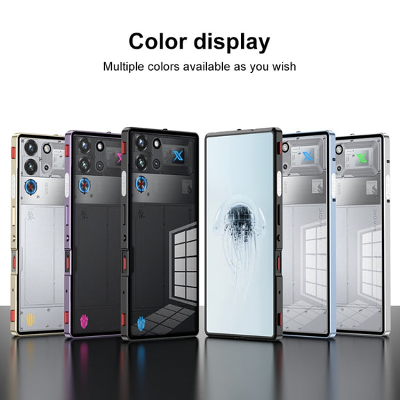 For ZTE nubia Red Magic 10 Pro / 10 Pro+ Snap Buckle Metal Frame Glass Back Panel Phone Case(Silver)
