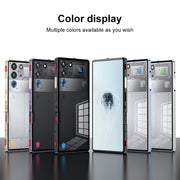 For ZTE nubia Red Magic 10 Pro / 10 Pro+ Snap Buckle Metal Frame Glass Back Panel Phone Case(Black)