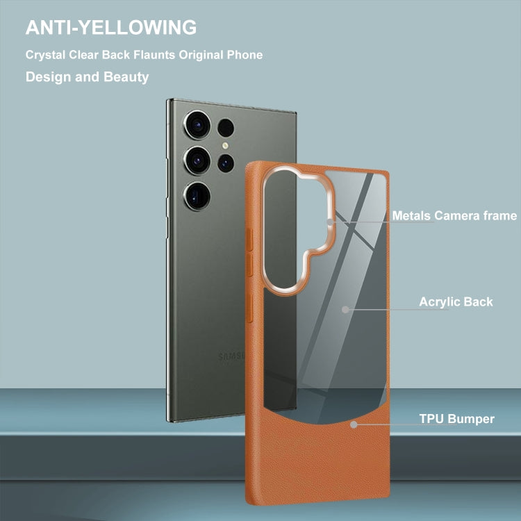 For Samsung Galaxy S25+ 5G Litchi Texture TPU Hybrid Acrylic Phone Case(Blue) - Galaxy S25+ 5G Cases by PMC Jewellery | Online Shopping South Africa | PMC Jewellery | Buy Now Pay Later Mobicred