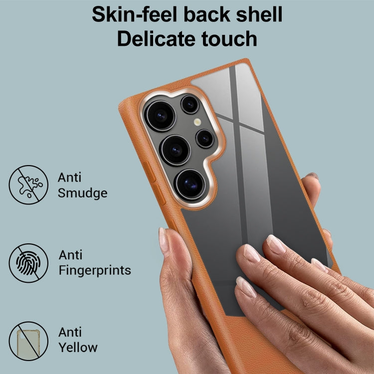 For Samsung Galaxy S25 Ultra 5G Litchi Texture TPU Hybrid Acrylic Phone Case(Grey)
