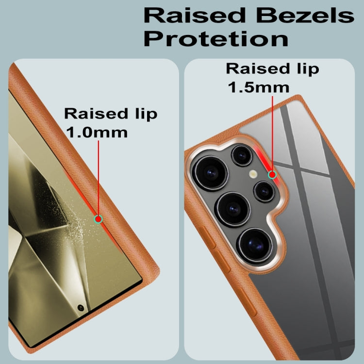 For Samsung Galaxy S25+ 5G Litchi Texture TPU Hybrid Acrylic Phone Case(Blue) - Galaxy S25+ 5G Cases by PMC Jewellery | Online Shopping South Africa | PMC Jewellery | Buy Now Pay Later Mobicred