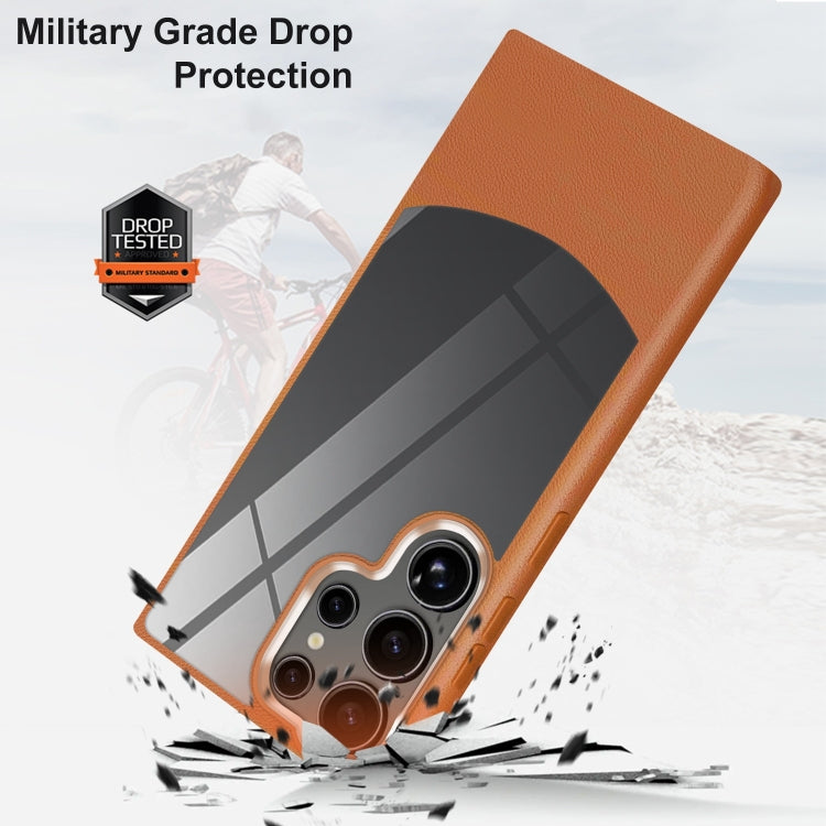 For Samsung Galaxy S25+ 5G Litchi Texture TPU Hybrid Acrylic Phone Case(Blue) - Galaxy S25+ 5G Cases by PMC Jewellery | Online Shopping South Africa | PMC Jewellery | Buy Now Pay Later Mobicred