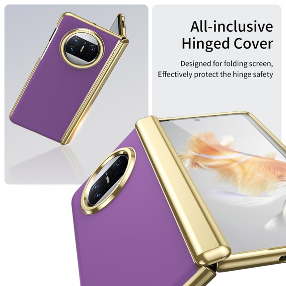 For Huawei Mate X3 Integrated AG Frosted Vacuum Plating Phone Case(Purple)