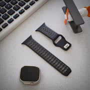 For Apple Watch 46mm / 49mm / 45mm / 44mm Single Nail Dual-Color Multi-hole Silicone Watch Band(Black Grey)