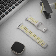 For Apple Watch 46mm / 49mm / 45mm / 44mm Single Nail Dual-Color Multi-hole Silicone Watch Band(Warm Gray Yellow)