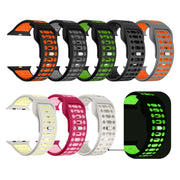 For Apple Watch 46mm / 49mm / 45mm / 44mm Single Nail Dual-Color Multi-hole Silicone Watch Band(Black Green)