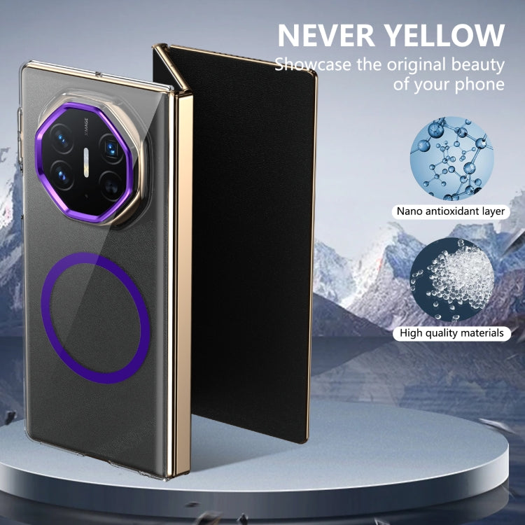 For Huawei Mate XT Ultimate Design lce Folding Series MagSafe Integrated Clear PC Phone Case(Purple)