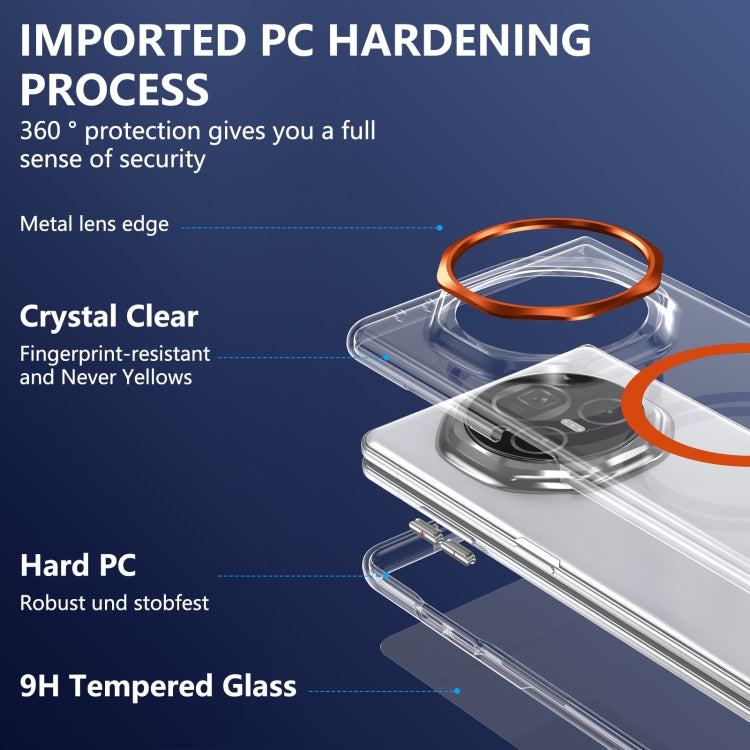 For Honor Magic V3 lce Folding Series MagSafe Integrated Clear PC Phone Case(Orange) - Honor Cases by PMC TechLife | Online Shopping South Africa | PMC TechLife | Buy Now Pay Later Mobicred